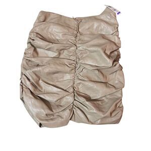 ASTR The Label Women Brown Ruched Faux Leather skirt XS NWT